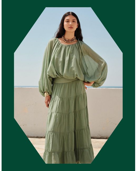 Monsoon Devotion Twins Willow Balloon Blouse Green