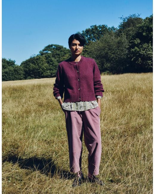 Monsoon Green East Miriam Tapered Corduroy Trousers Pink