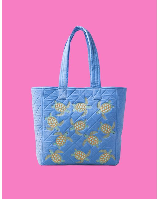 Monsoon Pink Elizabeth Scarlett Turtle Quilted Velvet Tote Bag