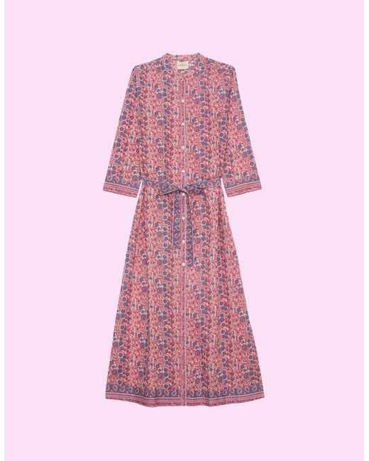 Monsoon Petite Mendigote Ramara Floral Print Midi Dress Pink