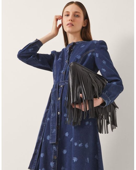 Monsoon Lulu Daisy Denim Midi Dress Blue
