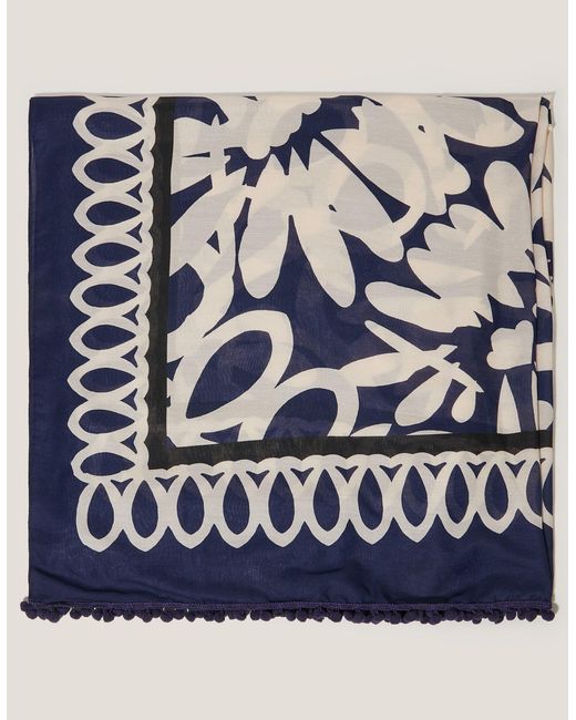 Monsoon Blue Aria Lightweight Abstract Print Scarf