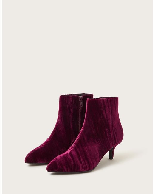 Monsoon Purple Mila Kitten Heel Boots Red