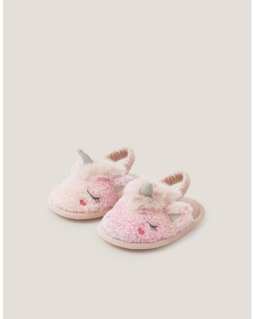 Monsoon Pink Fluffy Ombré Unicorn Slippers Multi