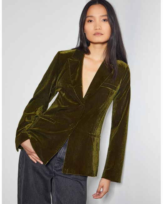 Monsoon Vicky Velvet Jacket Green