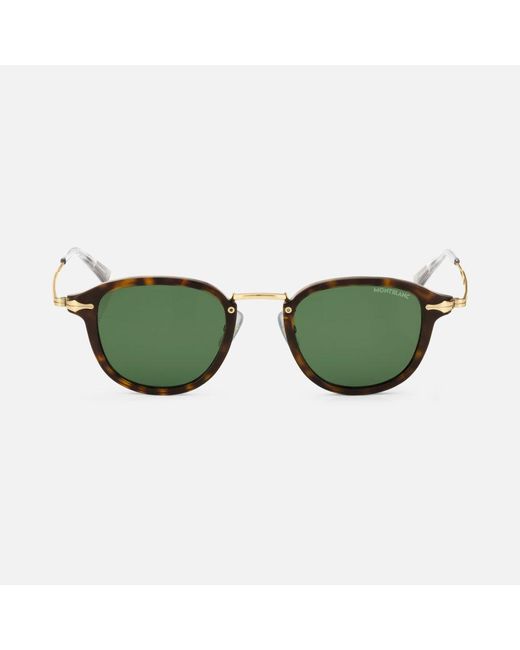 Montblanc Green Round Sunglasses With Havana Coloured Injected Frame