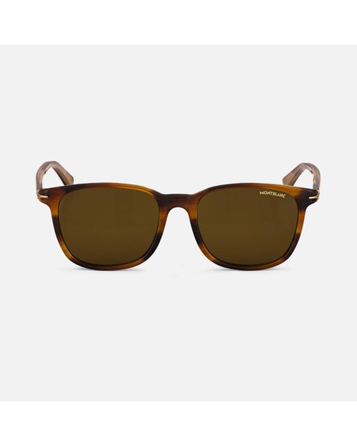 Montblanc Brown Eckige Sonnenbrille Mit Brauner Kunststofffassung