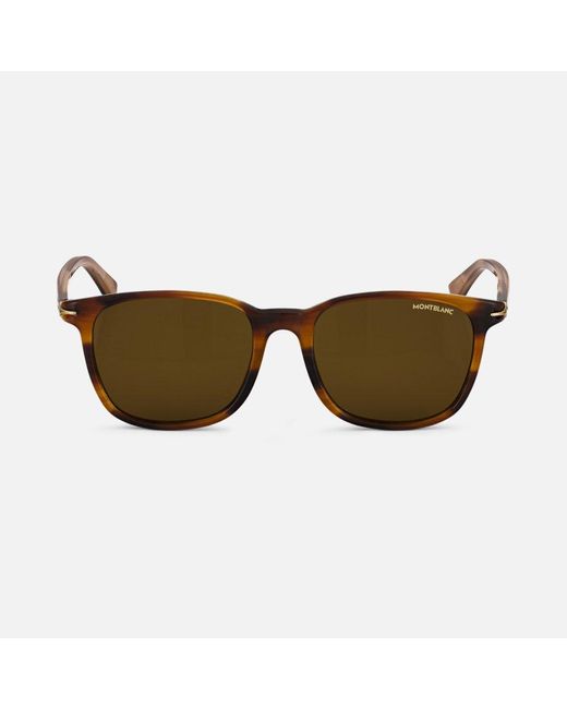 Montblanc Brown Squared Sunglasses With Coloured Acetate Frame