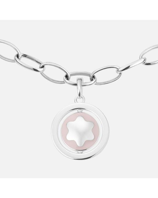 Montblanc Metallic Star Signet Halskette Aus Silber Mit Rosafarbenem Lack