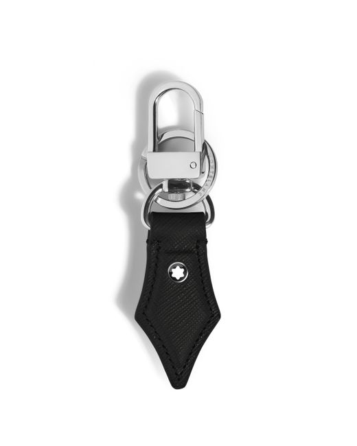 Montblanc Black Schlüsselanhänger mit Federdetail aus Sartorial Leder
