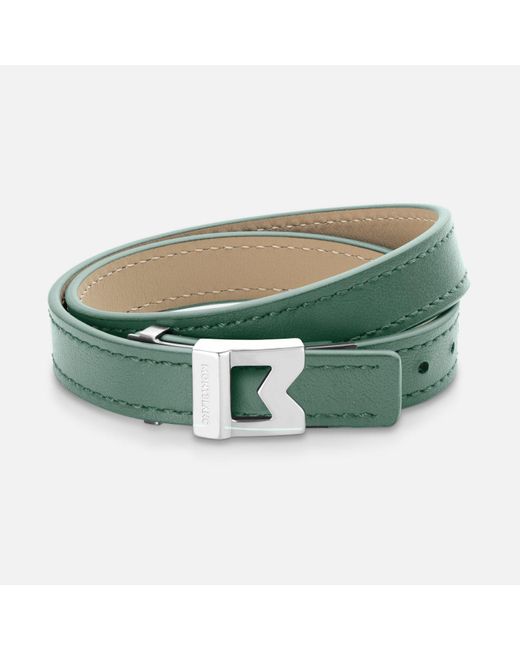 Montblanc Green Armband Mit M-logo Aus Zinnfarbenem Leder. Größe Einstellbar