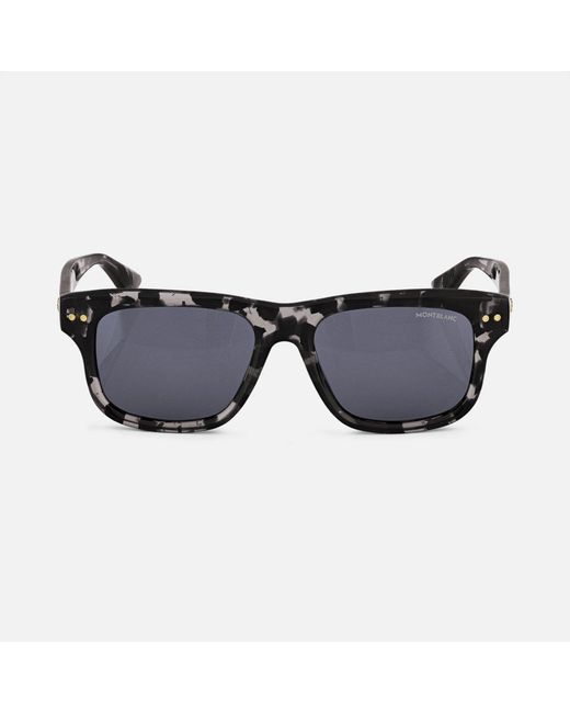Montblanc Blue Rectangular Sunglasses With Coloured Acetate Frame