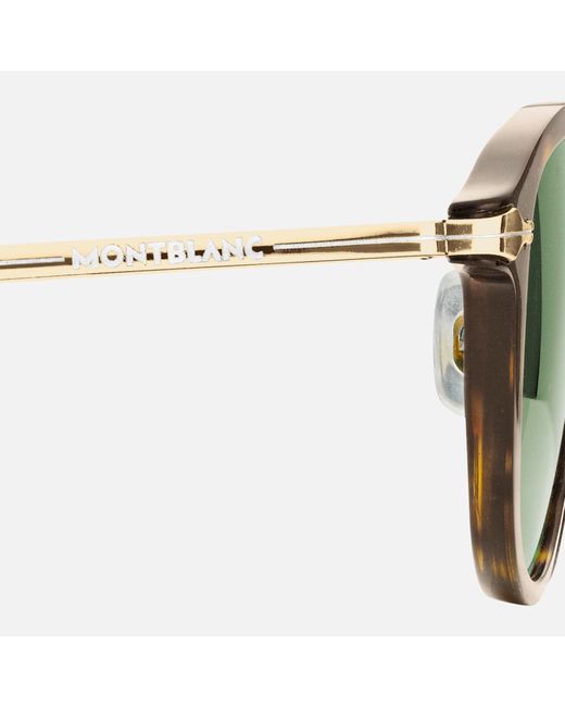 Montblanc Green Runde Sonnenbrille Mit Havannafarbener Eingespritzter Fassung