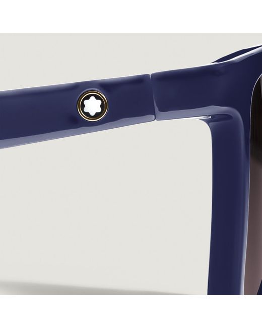 Occhiali Da Sole Con Montatura Quadrata Iniettata Blu di Montblanc in Blue da Uomo