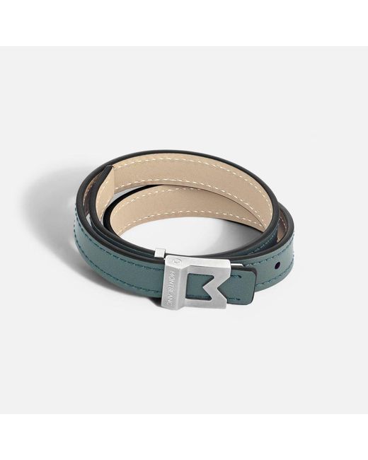 Montblanc Green Bracelet M Logo In Pewter Leather. Adjustable Size - Bracelets