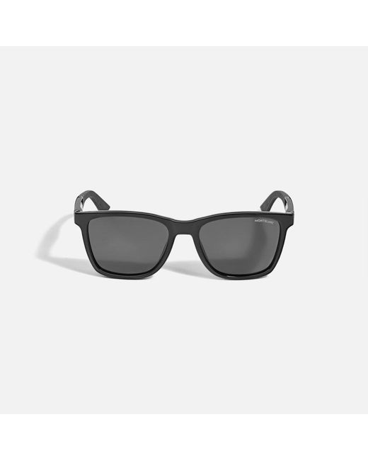 Montblanc Black Rectangular Sunglasses With Injected Coloured Frame - Sunglasses for men