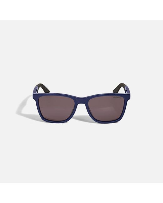 Montblanc Blue Squared Sunglasses With Injected Coloured Frame - Sunglasses for men
