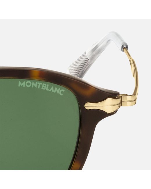 Montblanc Green Runde Sonnenbrille Mit Havannafarbener Eingespritzter Fassung