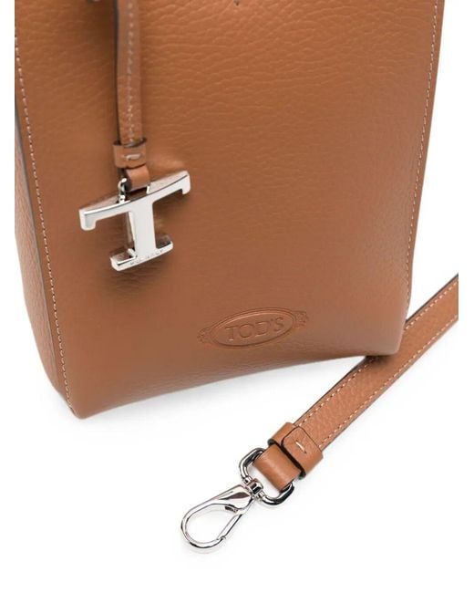 Tod's Brown Micro Hand Bag With Logo Pendant
