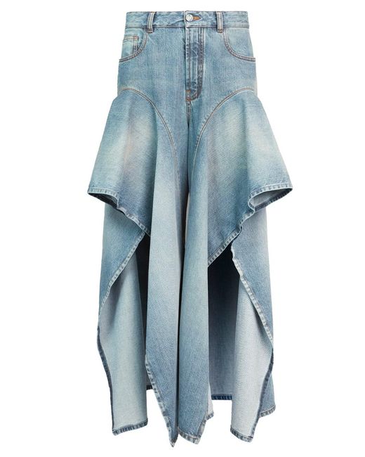 Alaïa Blue Faded Jeans With Ruffles
