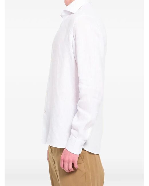 Borriello White Linen Long-slevee Shirt for men
