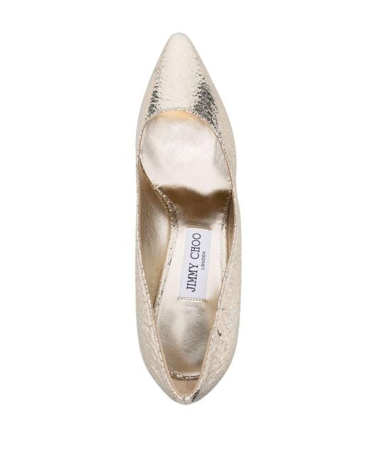 Jimmy Choo White Cracked Effect Leather Mini Romy Pumps 85