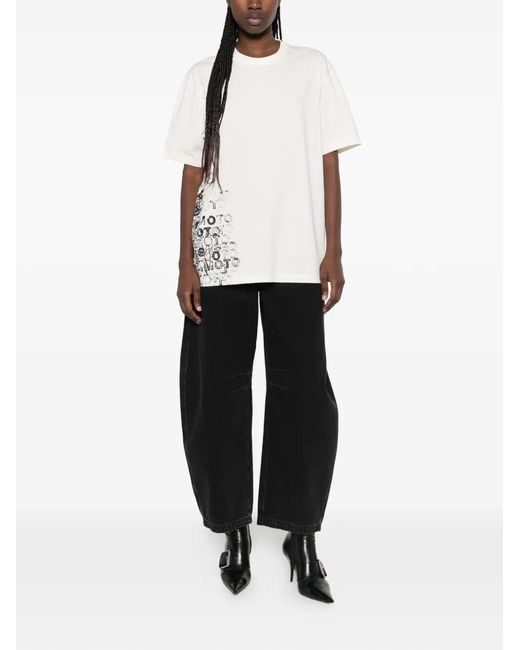 Y-3 White Gfx Short Sleeves Tee for men