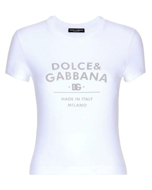 Dolce & Gabbana White Jersey T-Shirt With Lettering