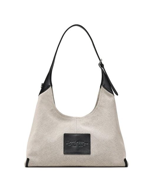 Marc Jacobs White The Leather-Trim Canvas Belted Sack Bag