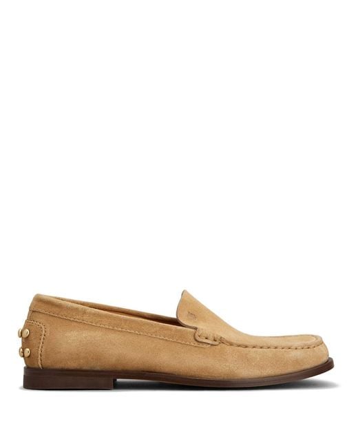 Tod's Brown Suede Slipper Loafers With Metal Detailing Shoes