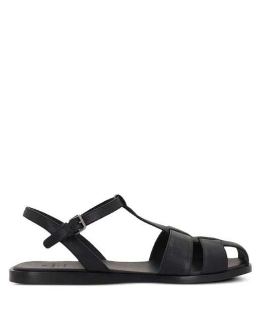 Church's Black Odyssey Nappa Leather T-Strap Sandals Shoes