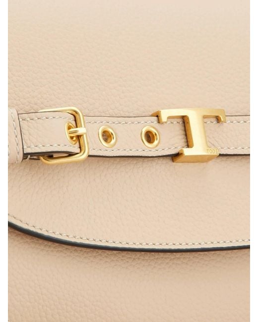 Tod's Natural Mini T Signature Leather Crossbody Bag