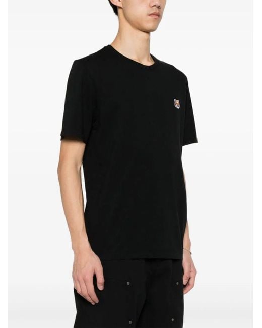 Maison Kitsuné Black T-Shirt With Fox Print for men