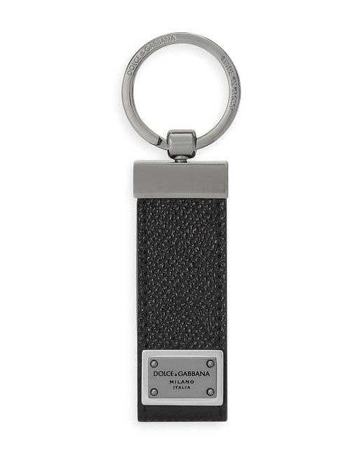 Dolce & Gabbana White Logo Leather Key Holder for men