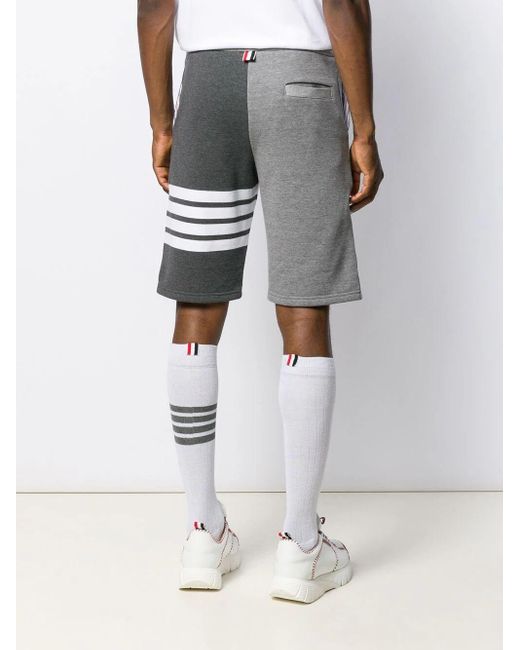 Thom Browne Gray 4 Bar Stripe Tonal Track Shorts for men