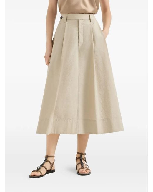Brunello Cucinelli White Cotton Long Skirt