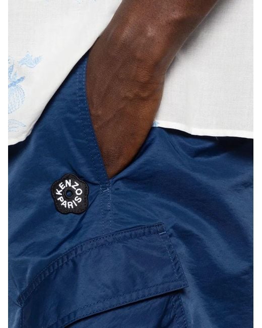 KENZO Blue Logo-Patch Shorts for men