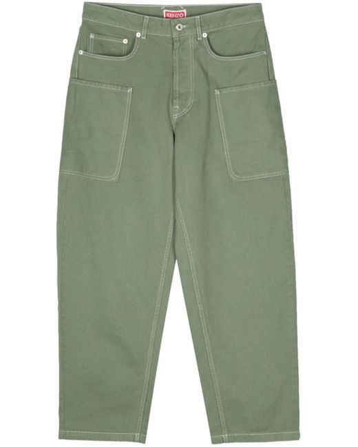 KENZO Green Denim Cargo Pants Clothing for men