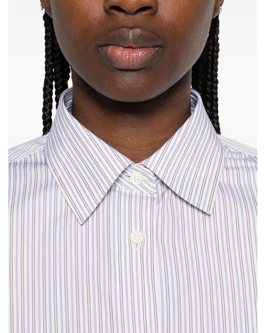 Prada White Double-Stripe Cotton Poplin Shirt