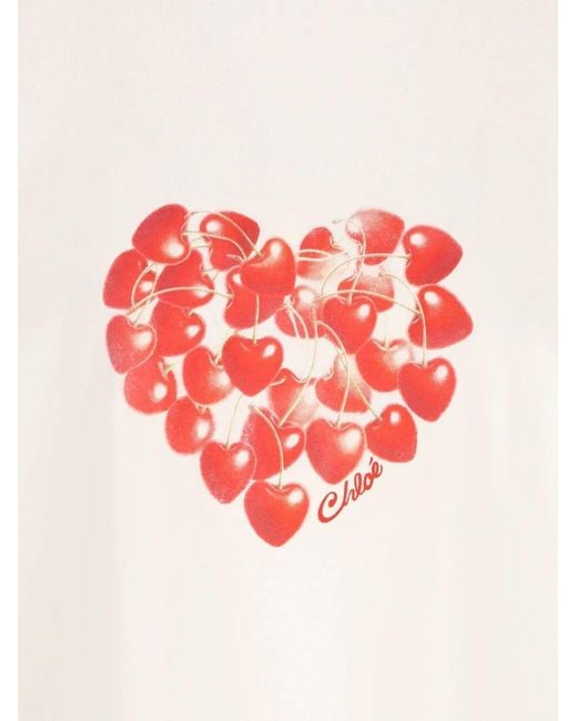 Chloé White Graphic Crew Neck T-Shirt
