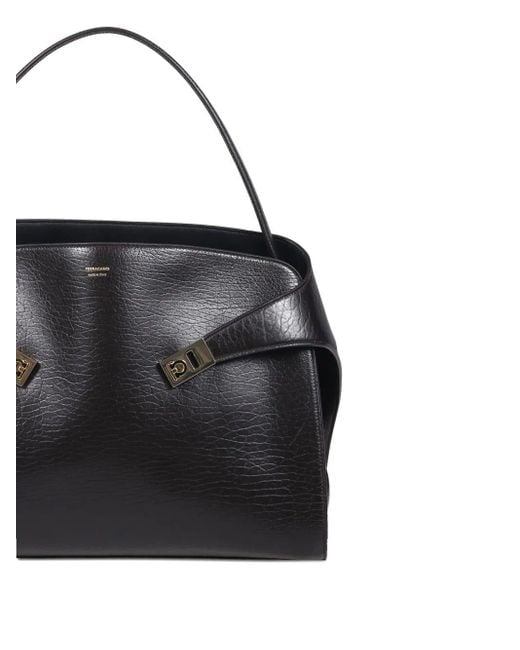 Ferragamo Black Hug Soft Two-tone Large Shoulder Bag