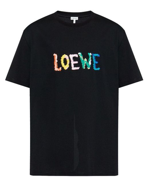 LOEWE カラフルロゴ ブラックTシャツ 2023年最新のブランド新品 LOEWE スーパーコピー Tシャツ