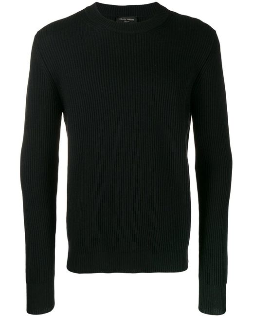 Roberto Collina Black Crew Neck Pullover for men