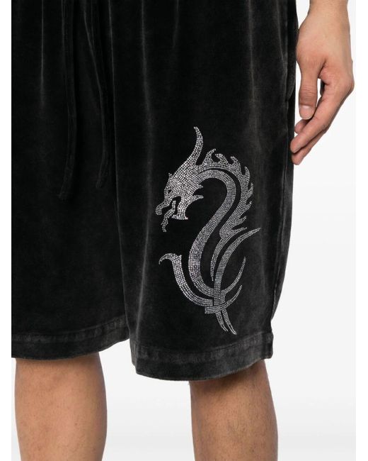 Alexander Wang Black Crystal-dragon Velour Shorts
