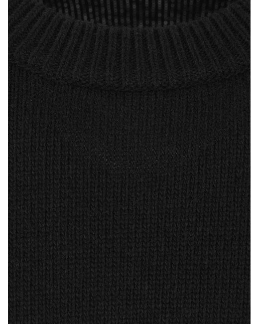 Stone Island Black Crew Neck Sweater Regular Fit With Ribbed Finish for men