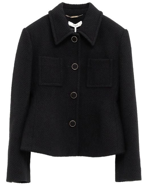 Chloé Black Wool Blend Jacket With Buttons