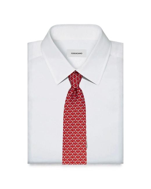 Ferragamo Red Club Print Silk Tie for men