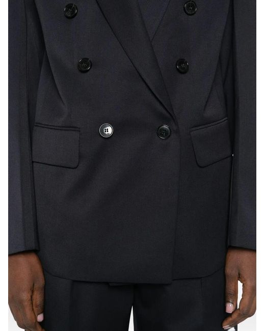 Victoria Beckham Blue Double-Breasted Wool Tailored Jacket