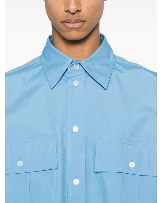 Bottega Veneta Blue Cotton Double Layer Shirt for men