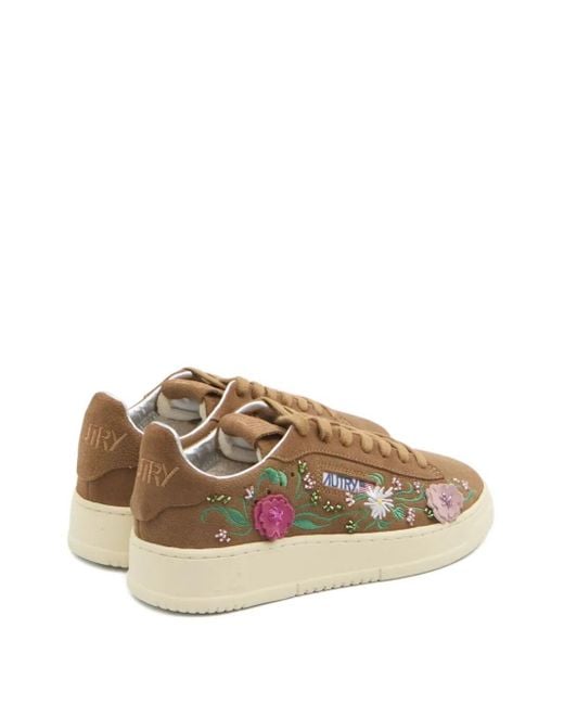 Autry Brown Dallas Low Suede Embellished Sneakers